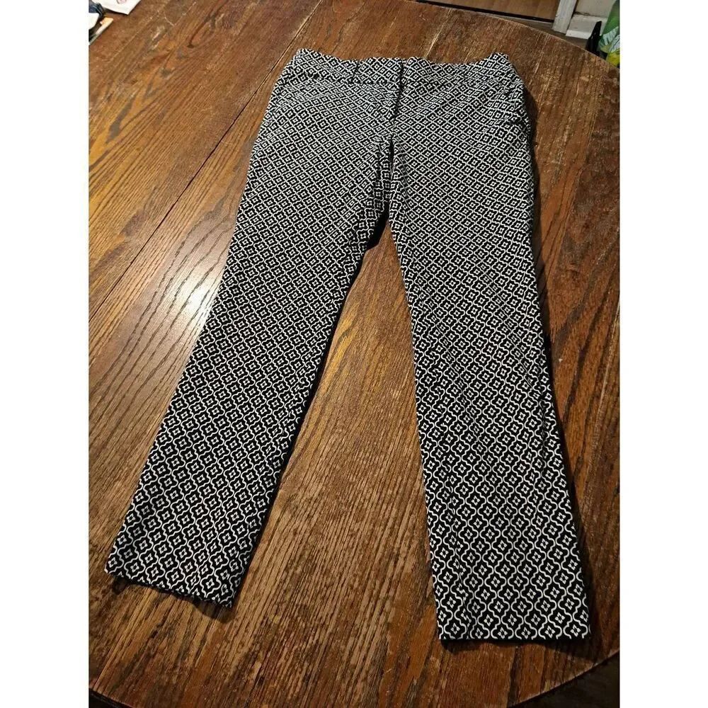 Loft Outlet Modern Skinny Ankle Pants Size 4 Black White Stretch Casual Trousers